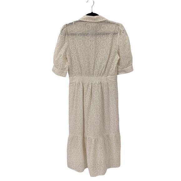 Ba&sh Selya Broderie Anglasis Eyelet Cotton Shirt Dress In Ecru Size 4 - Picture 10 of 13
